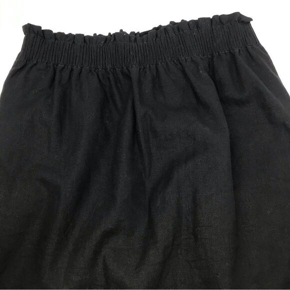 J. Crew Factory Black Linen Cotton Blend Pull On Scallop Hem Mini Skirt - Picture 6 of 11